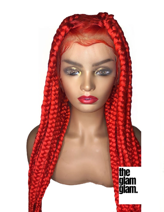RED SMOKE Braided Wig